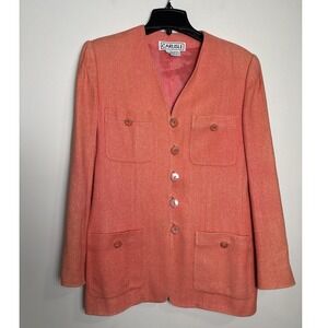 Carlisle Womens‎ VTG 90s Silk Jacket 10 Designer Classic Career Preppy Blazer